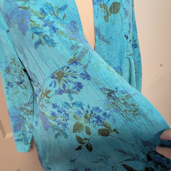 Vintage Lagenlook Open Front Top Kimono Boho CMC Coastal Grandma Festival Floral - Picture 8 of 10